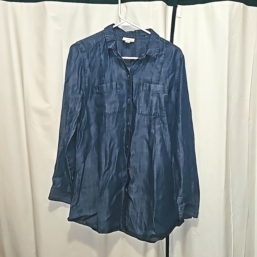 J. Jill Navy Blue Button-Down Shirt